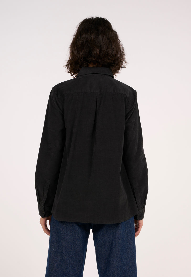 KnowledgeCotton Apparel - WMN A-shape Corduroy shirt Shirts 1300 Black Jet