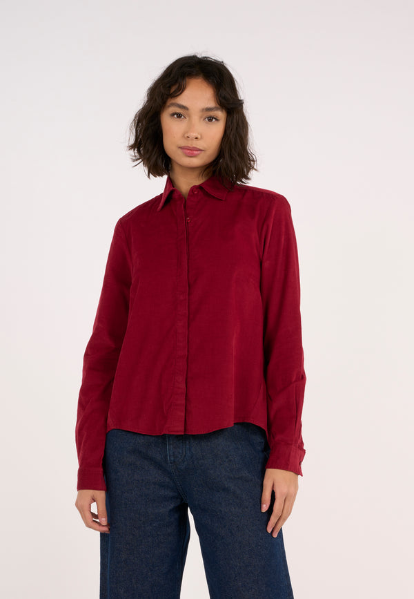 KnowledgeCotton Apparel - WMN A-shape Corduroy shirt Shirts 1364 Rhubarb