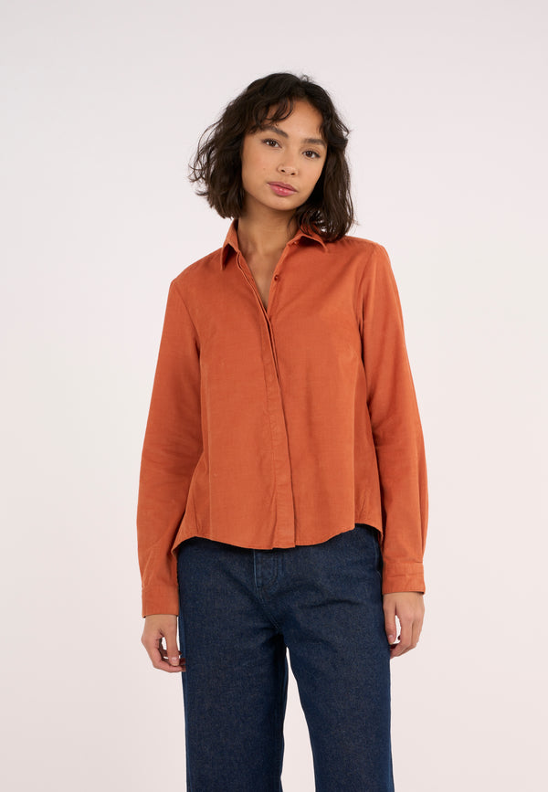 KnowledgeCotton Apparel - WMN A-shape Corduroy shirt Shirts 1367 Autumn Leaf