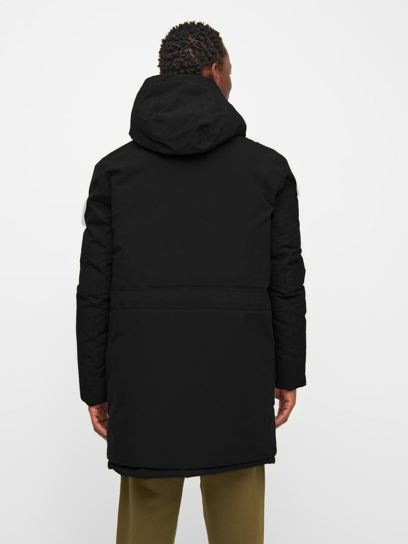 KnowledgeCotton Apparel - MEN APEX CANVAS™ long padded coat Jackets 1300 Black Jet