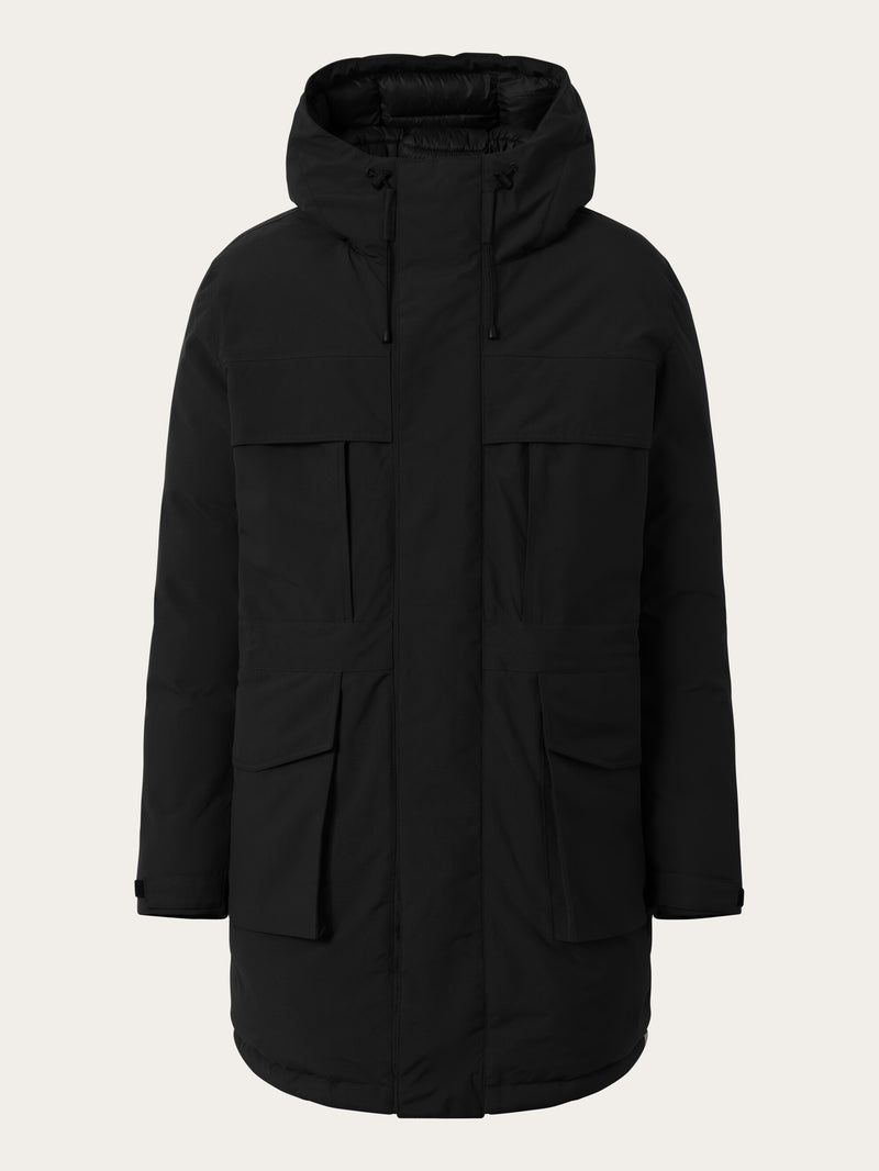 KnowledgeCotton Apparel - MEN APEX CANVAS™ long padded coat Jackets 1300 Black Jet