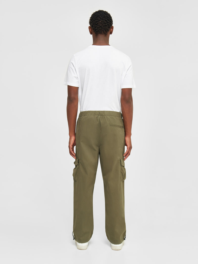 KnowledgeCotton Apparel - MEN BIRCH hybrid twill belt cargo pants Pants 1100 Dark Olive