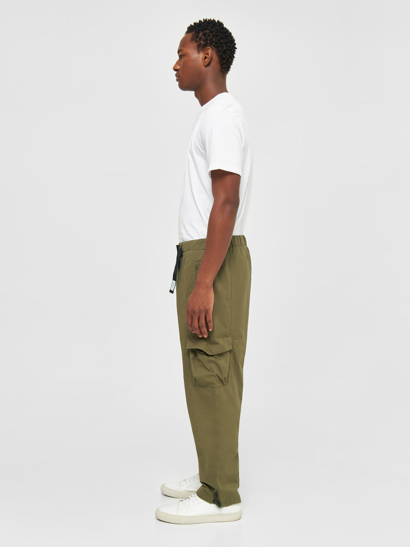 KnowledgeCotton Apparel - MEN BIRCH hybrid twill belt cargo pants Pants 1100 Dark Olive