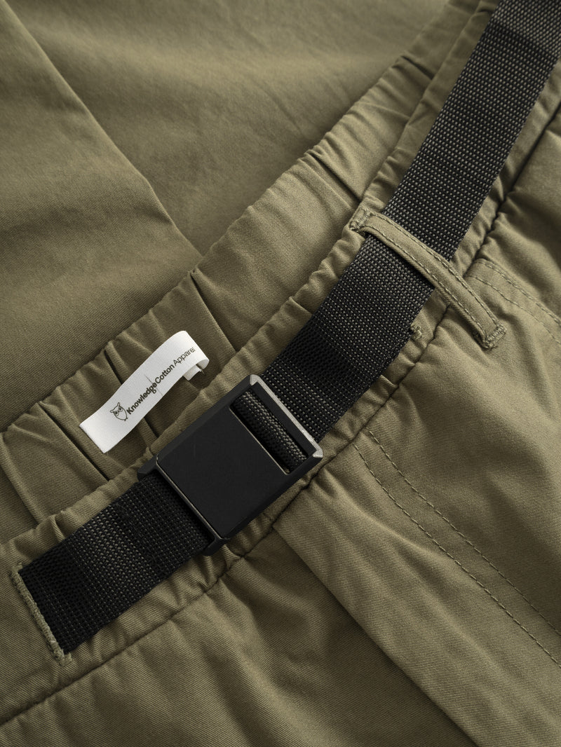 KnowledgeCotton Apparel - MEN BIRCH hybrid twill belt cargo pants Pants 1100 Dark Olive