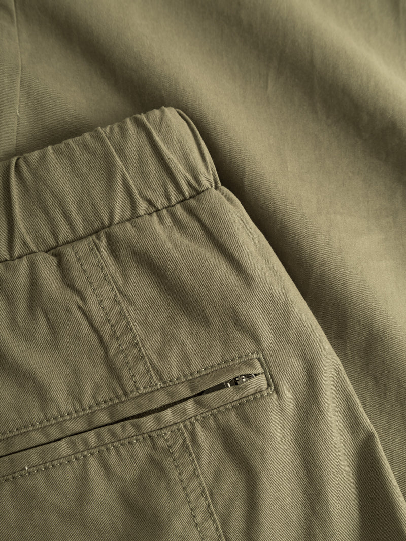 KnowledgeCotton Apparel - MEN BIRCH hybrid twill belt cargo pants Pants 1100 Dark Olive