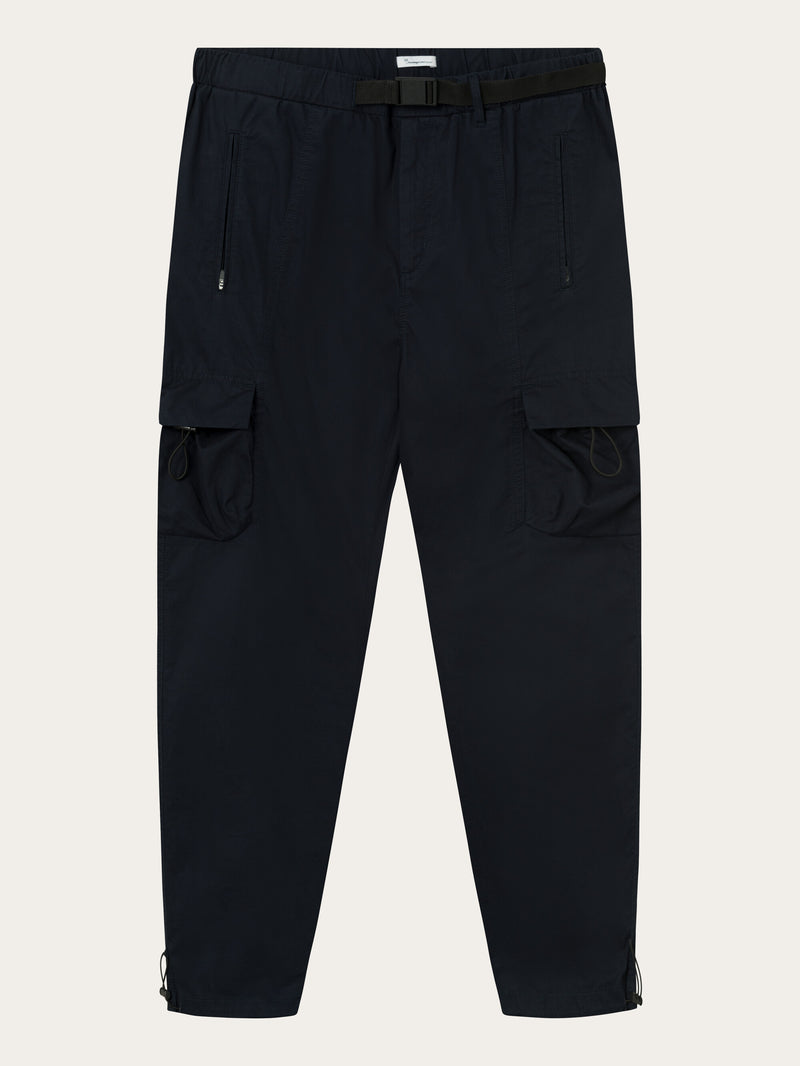 KnowledgeCotton Apparel - MEN BIRCH hybrid twill belt cargo pants Pants 1412 Night Sky