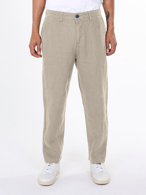 KnowledgeCotton Apparel - MEN BOB loose linen pant Pants 1228 Light feather gray