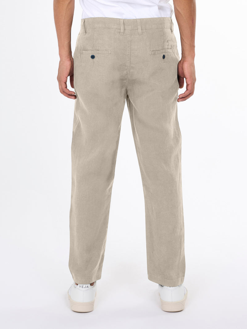 KnowledgeCotton Apparel - MEN BOB loose linen pant Pants 1228 Light feather gray