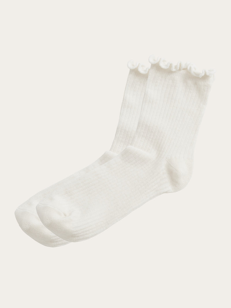 KnowledgeCotton Apparel - WMN Babylock edge rib socks - GOTS/Vegan Socks 1348 Buttercream