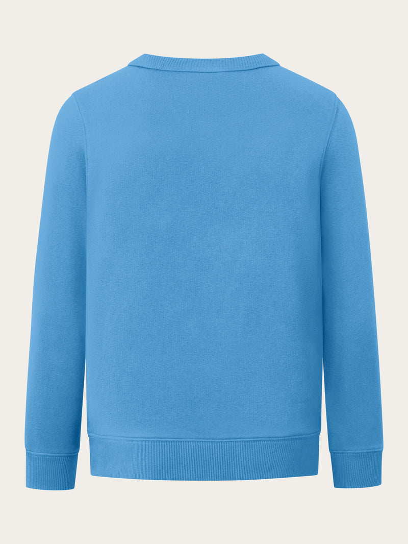 KnowledgeCotton Apparel - YOUNG Badge crew neck sweat Sweats 1393 Azure Blue