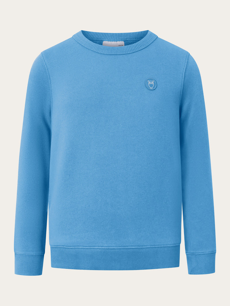 KnowledgeCotton Apparel - YOUNG Badge crew neck sweat Sweats 1393 Azure Blue