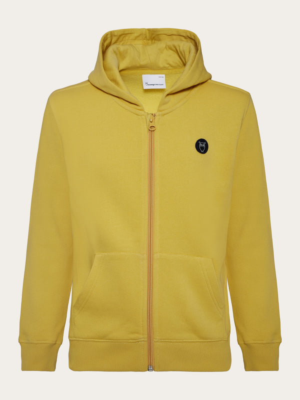 KnowledgeCotton Apparel - YOUNG Badge zip hood sweat Sweats 1429 Misted Yellow