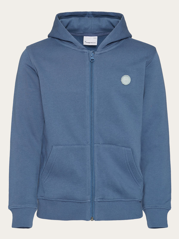 KnowledgeCotton Apparel - YOUNG Badge zip hood sweat Sweats 1432 Moonlight Blue