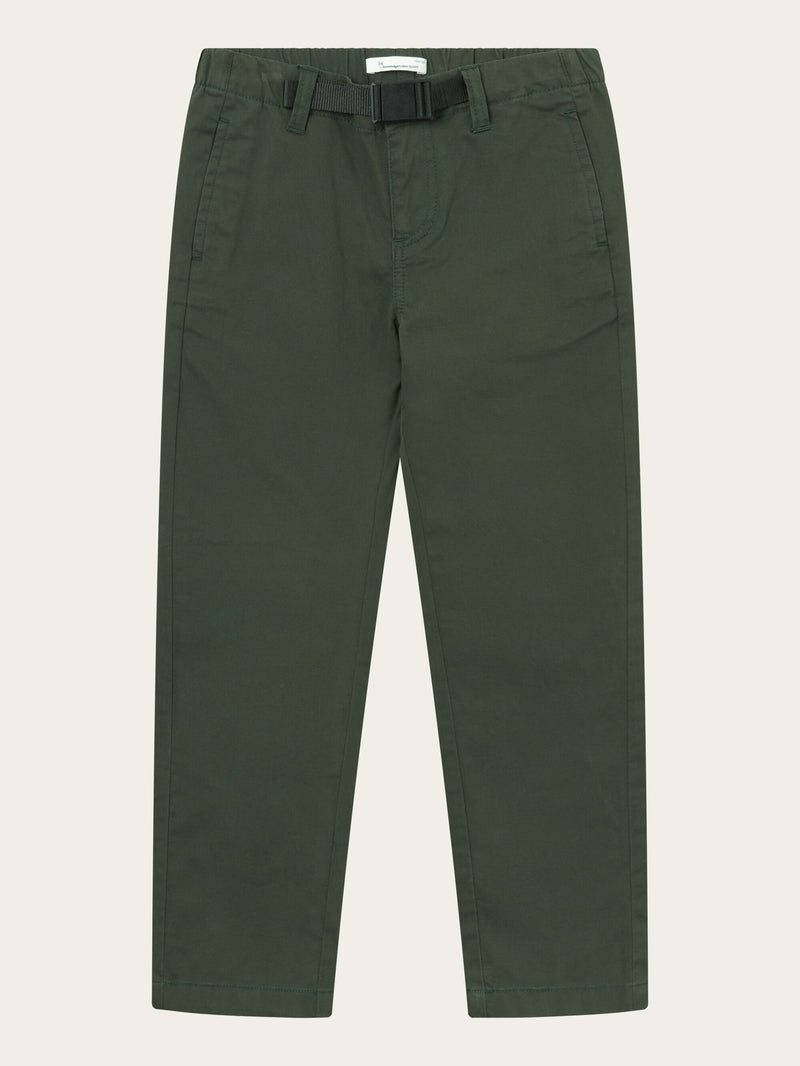 KnowledgeCotton Apparel - YOUNG Baggy twill pant belt details Pants 1090 Forrest Night