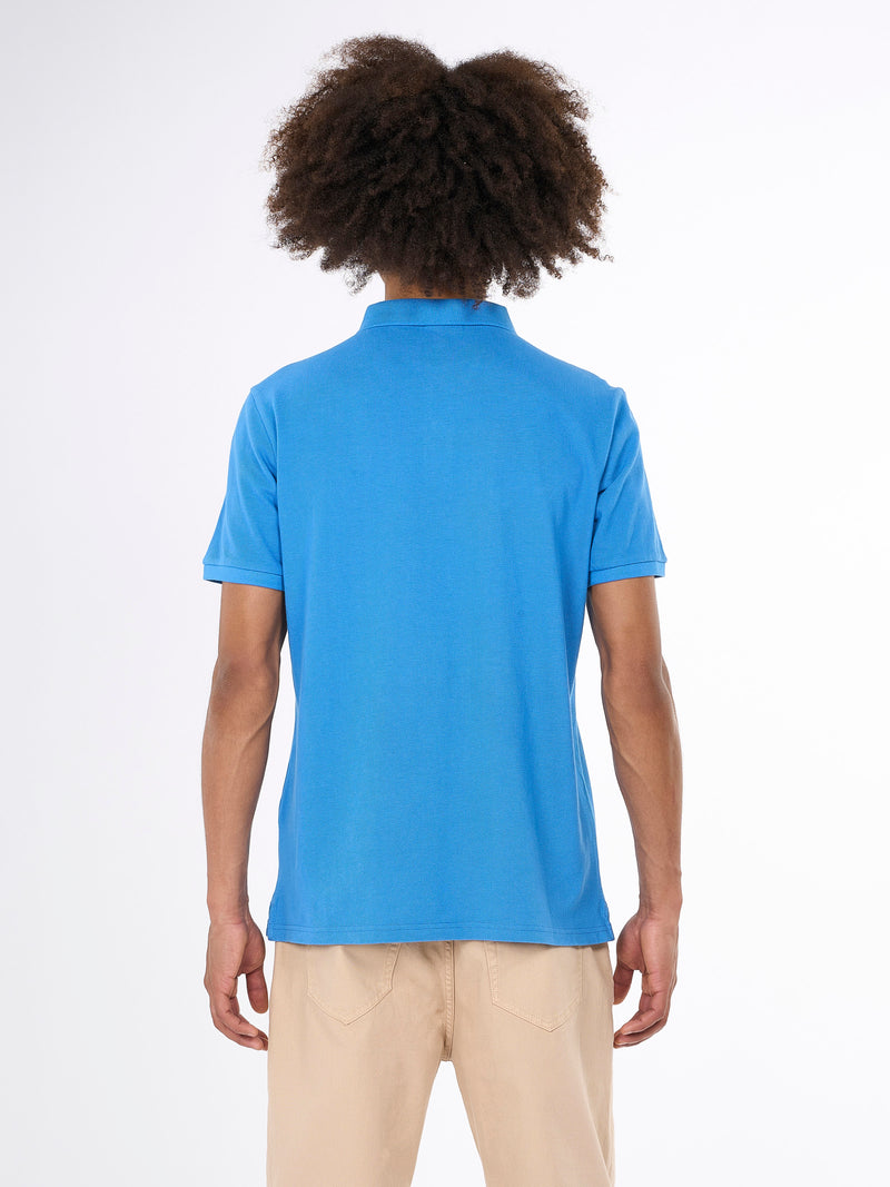 KnowledgeCotton Apparel - MEN Basic badge polo Polos 1357 Campanula