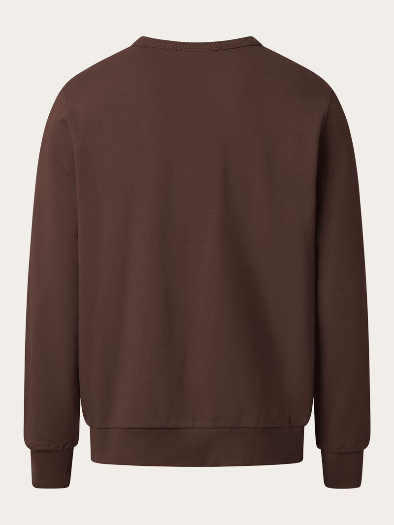 KnowledgeCotton Apparel - MEN Basic badge sweat Sweats 1404 Deep Mahogany