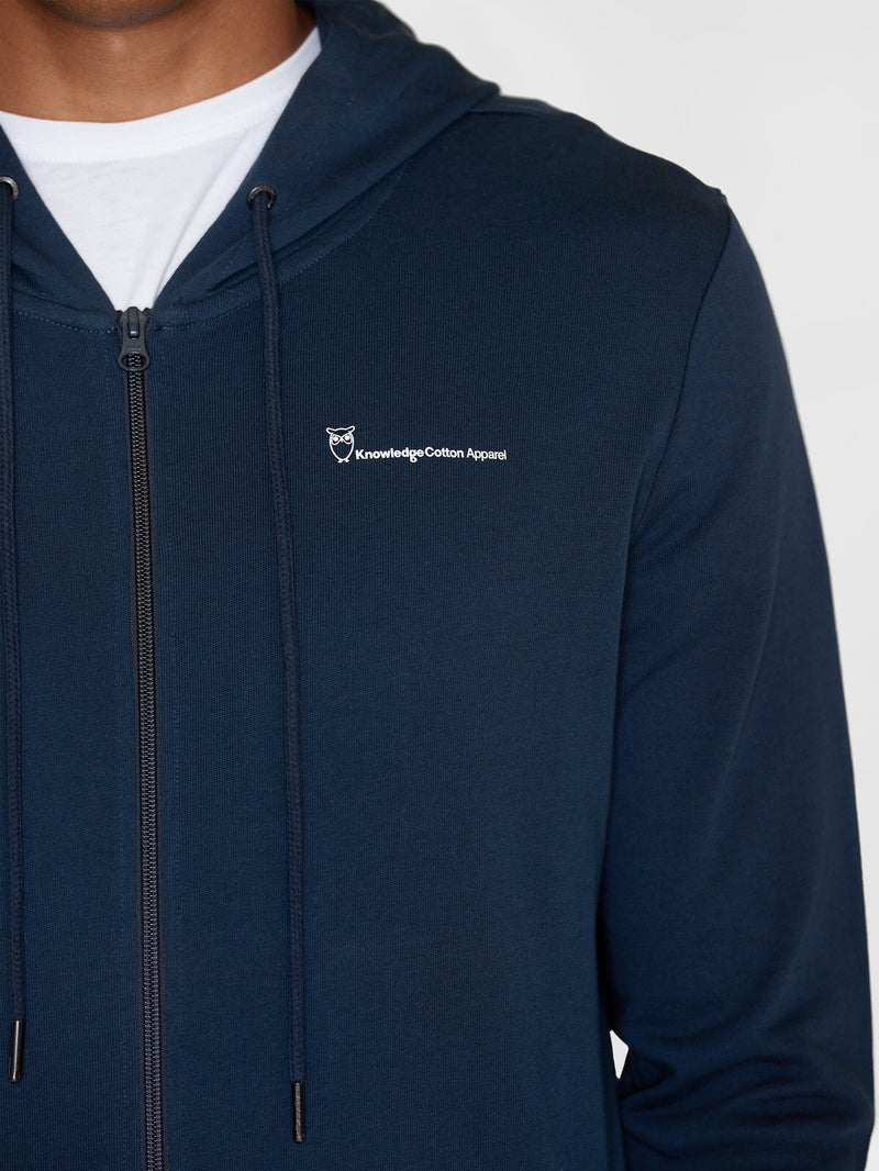 KnowledgeCotton Apparel - MEN Basic knowledge hood zip sweat Sweats 1001 Total Eclipse