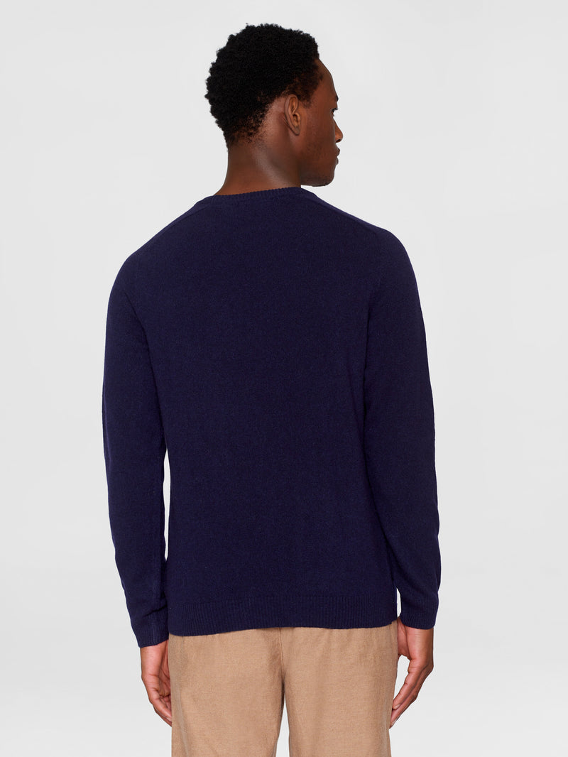 KnowledgeCotton Apparel - MEN Basic o-neck knit Knits 1001 Total Eclipse