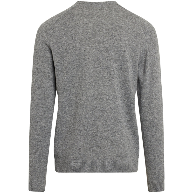 KnowledgeCotton Apparel - MEN Basic o-neck knit Knits 1012 Grey Melange