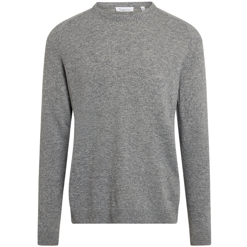 KnowledgeCotton Apparel - MEN Basic o-neck knit Knits 1012 Grey Melange