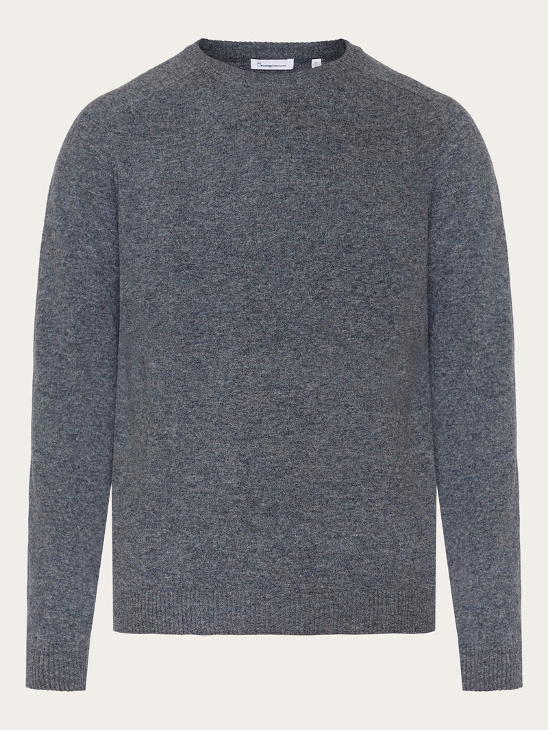 KnowledgeCotton Apparel - MEN Basic o-neck knit Knits 1073 Dark Grey Melange