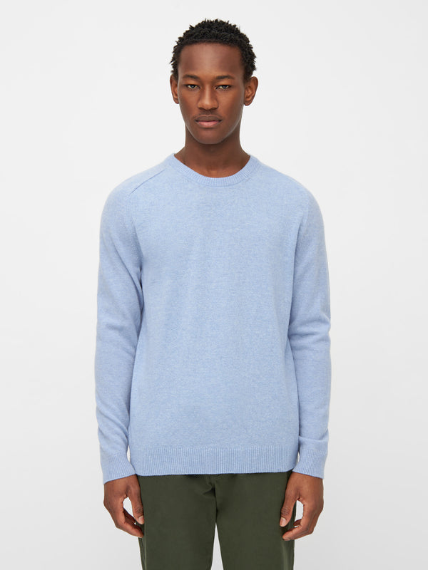 KnowledgeCotton Apparel - MEN Basic o-neck knit Knits 1322 Asley Blue