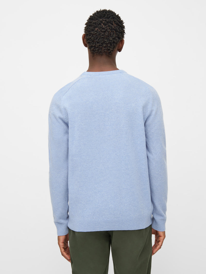 KnowledgeCotton Apparel - MEN Basic o-neck knit Knits 1322 Asley Blue