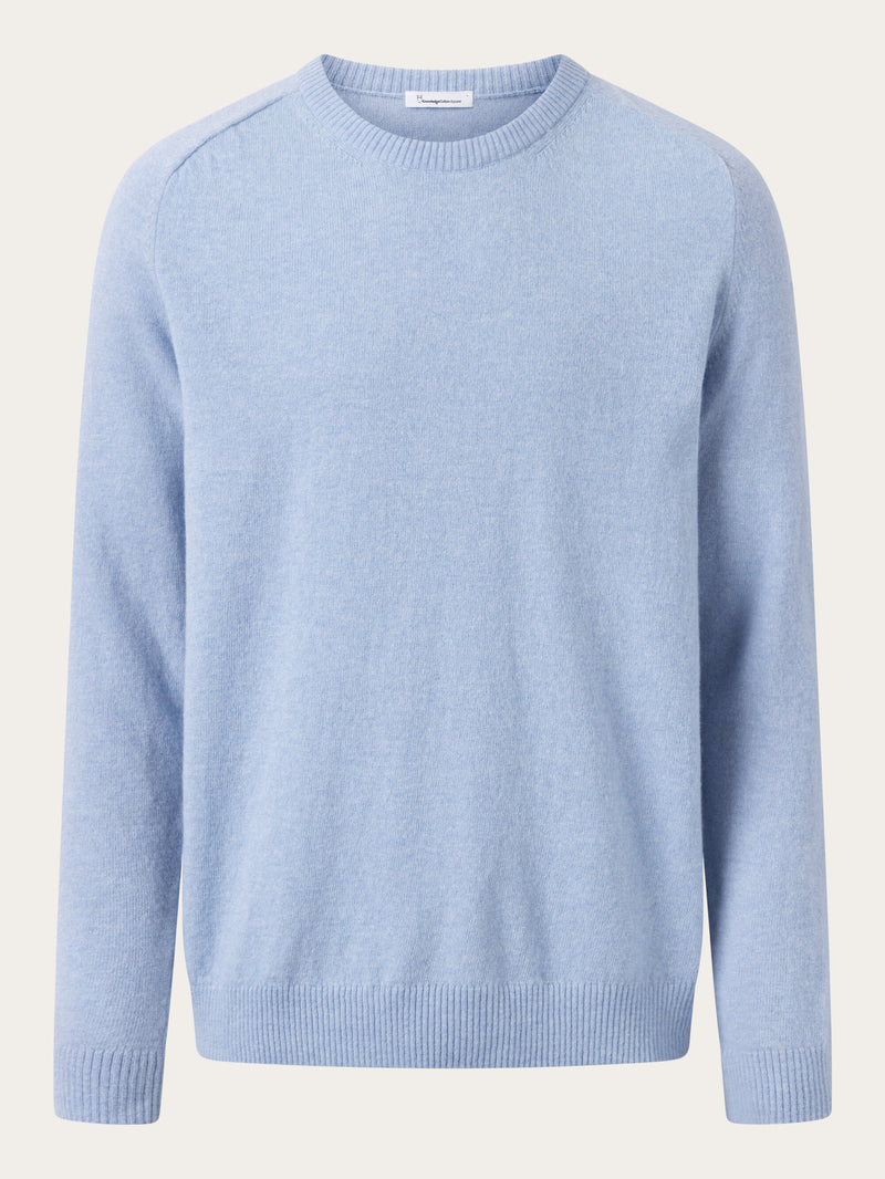 KnowledgeCotton Apparel - MEN Basic o-neck knit Knits 1322 Asley Blue