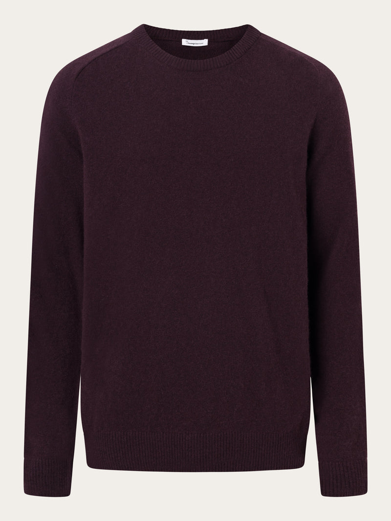 KnowledgeCotton Apparel - MEN Basic o-neck knit Knits 1404 Deep Mahogany