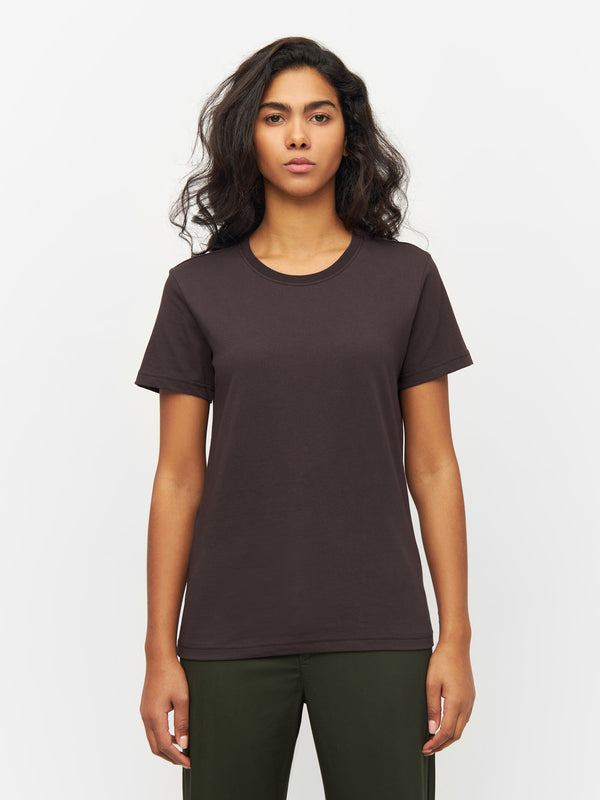 KnowledgeCotton Apparel - WMN Basic t-shirt T-shirts 1394 Chocolate Plum