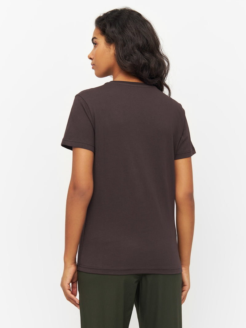 KnowledgeCotton Apparel - WMN Basic t-shirt T-shirts 1394 Chocolate Plum