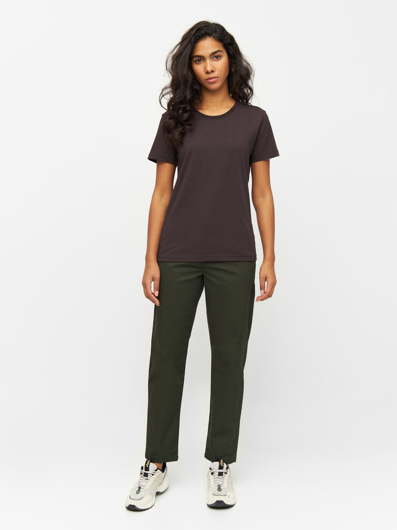 KnowledgeCotton Apparel - WMN Basic t-shirt T-shirts 1394 Chocolate Plum