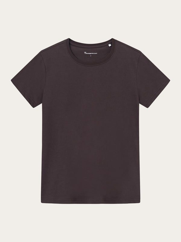 KnowledgeCotton Apparel - WMN Basic t-shirt T-shirts 1394 Chocolate Plum