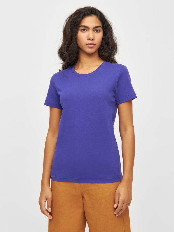 KnowledgeCotton Apparel - WMN Basic t-shirt T-shirts 1416 Deep Purple