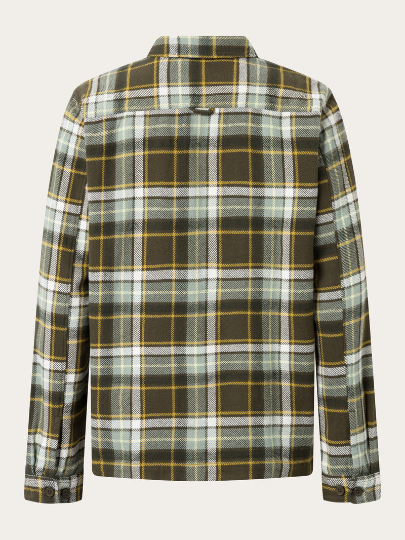 KnowledgeCotton Apparel - MEN Big checked heavy flannel overshirt Overshirts 7023 Green check