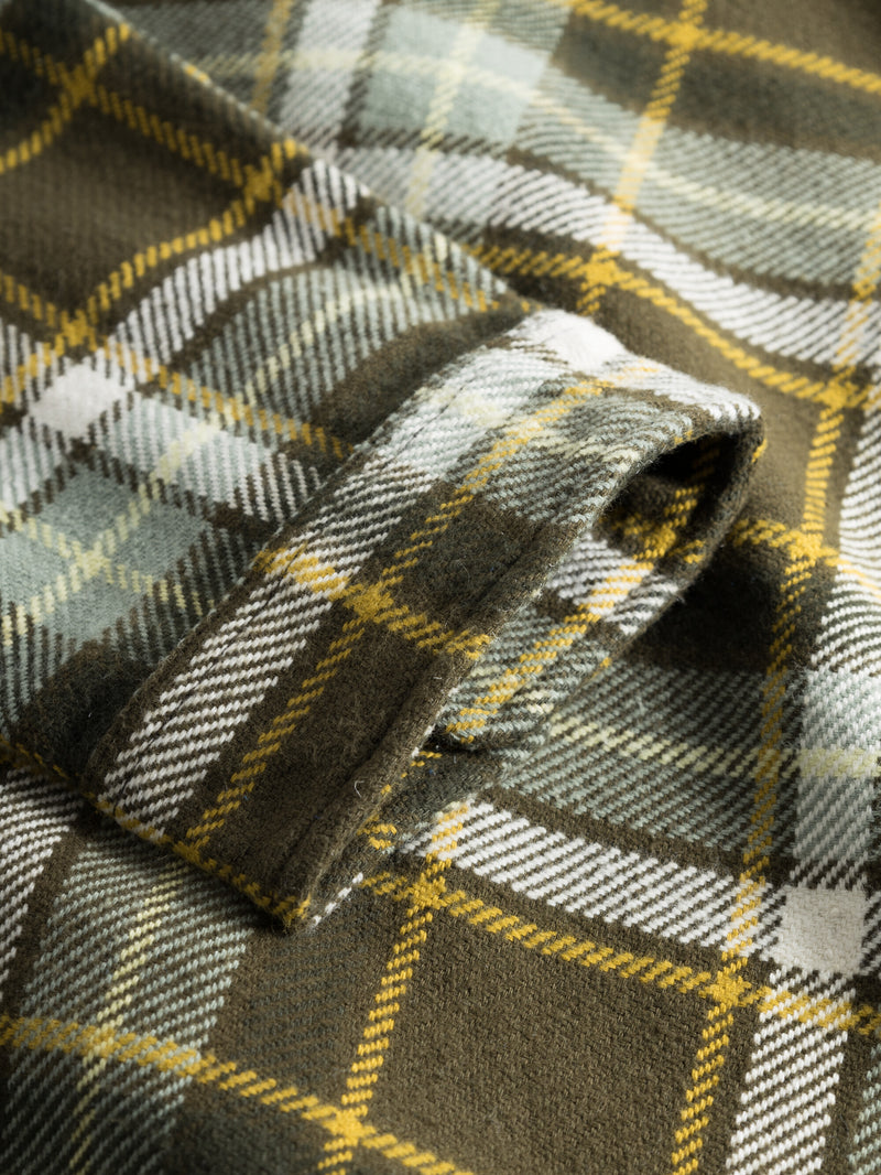 KnowledgeCotton Apparel - MEN Big checked heavy flannel overshirt Overshirts 7023 Green check