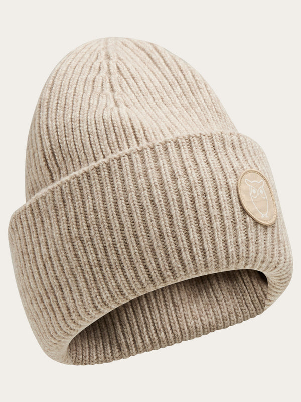 KnowledgeCotton Apparel - UNI Big rib beanie Hats 1074 Nature Melange