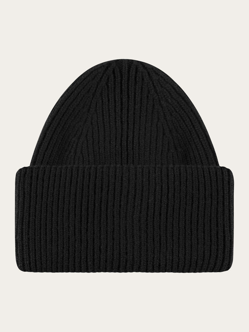 KnowledgeCotton Apparel - UNI Big rib beanie Hats 1300 Black Jet