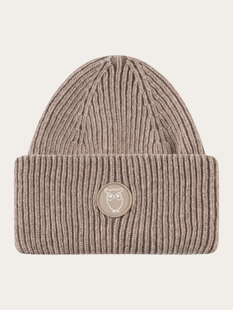 KnowledgeCotton Apparel - UNI Big rib beanie Hats 1336 Kelp melange