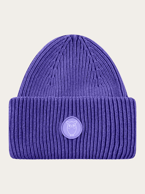 KnowledgeCotton Apparel - UNI Big rib beanie Hats 1416 Deep Purple