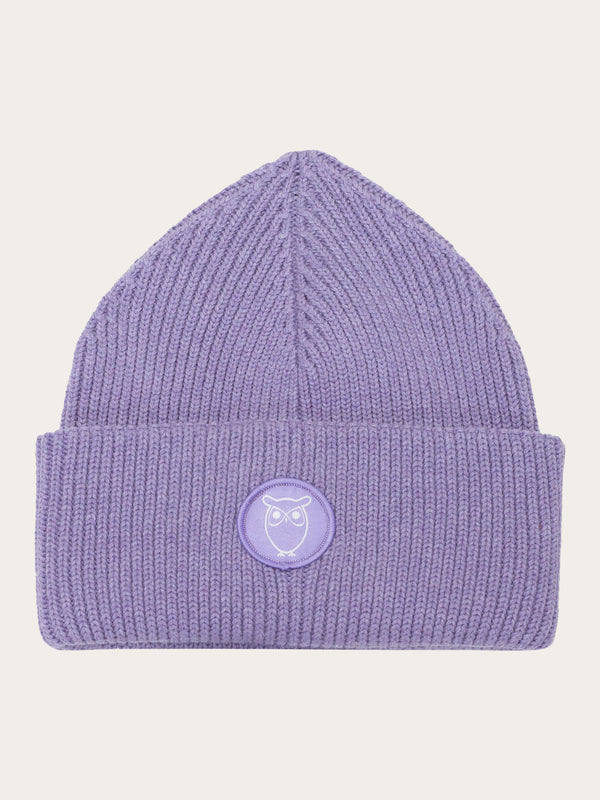 KnowledgeCotton Apparel - UNI Big rib beanie Hats 1418 Violet Tulip