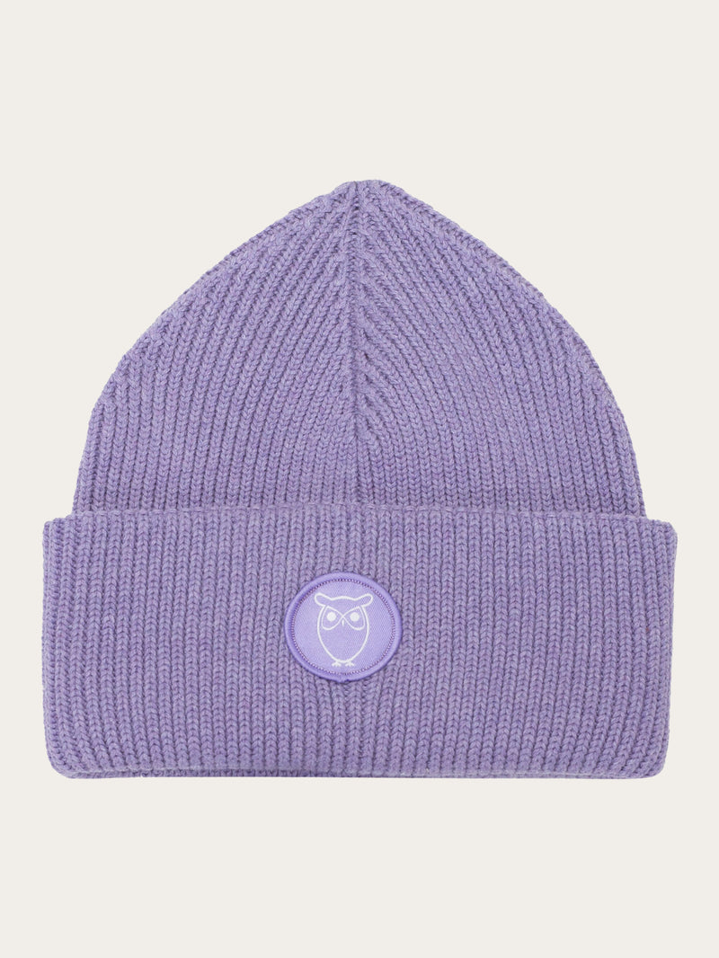 KnowledgeCotton Apparel - UNI Big rib beanie Hats 1418 Violet Tulip