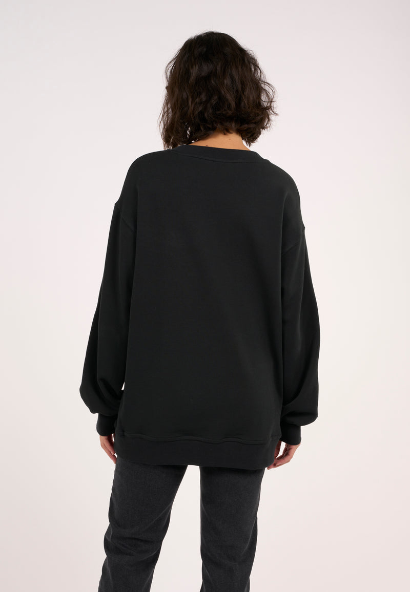 KnowledgeCotton Apparel - WMN Boxy sweatshirt Sweats 1300 Black Jet