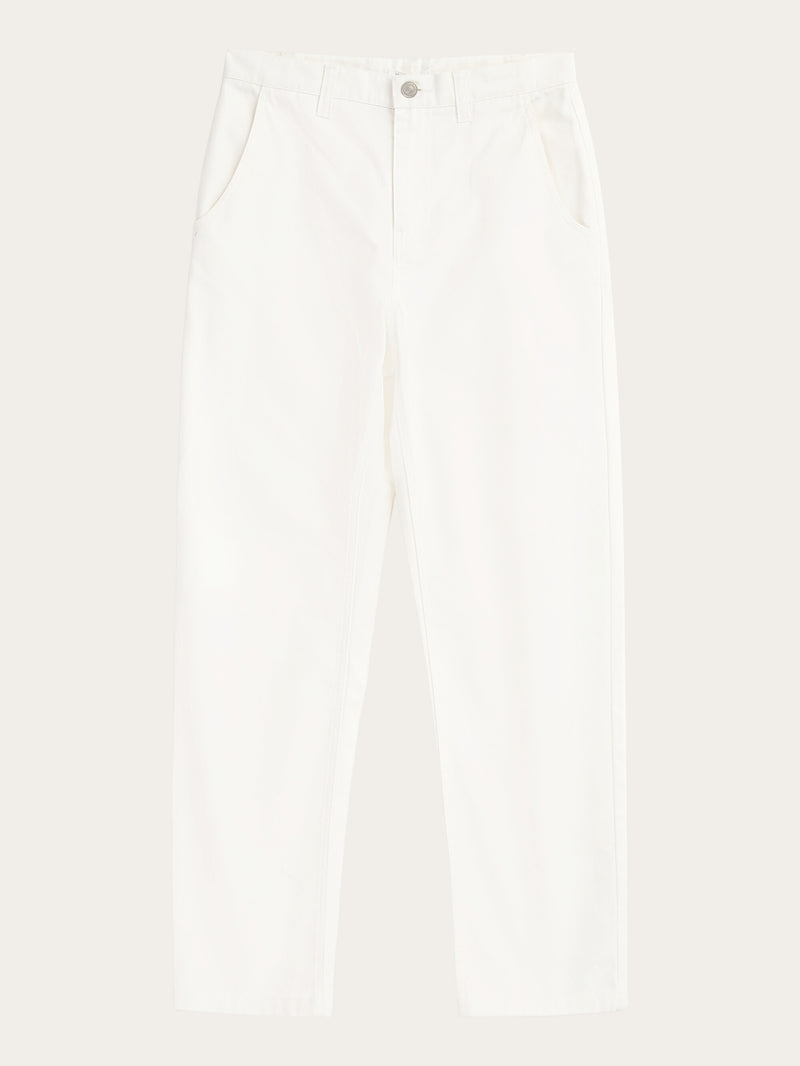 KnowledgeCotton Apparel - WMN CALLA tapered canvas pant Pants 1007 Star White