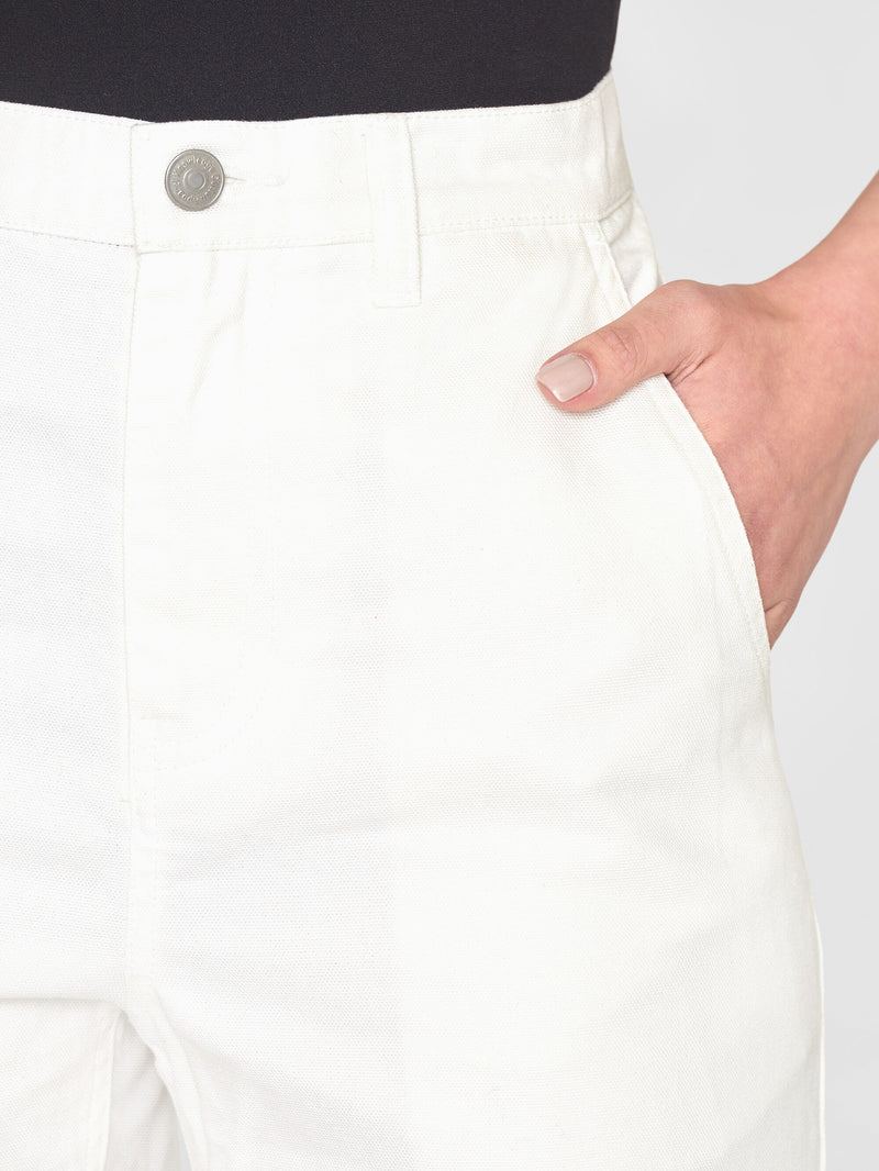 KnowledgeCotton Apparel - WMN CALLA tapered canvas pant Pants 1007 Star White