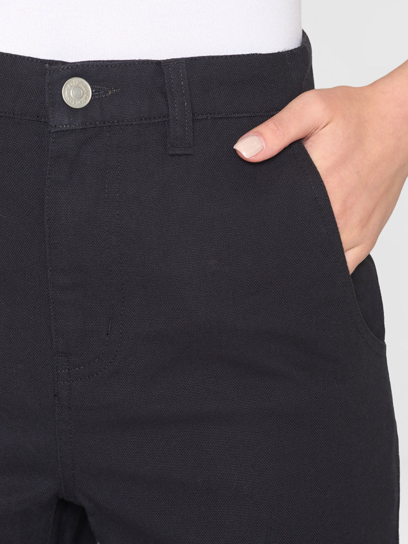 KnowledgeCotton Apparel - WMN CALLA tapered canvas pant Pants 1300 Black Jet