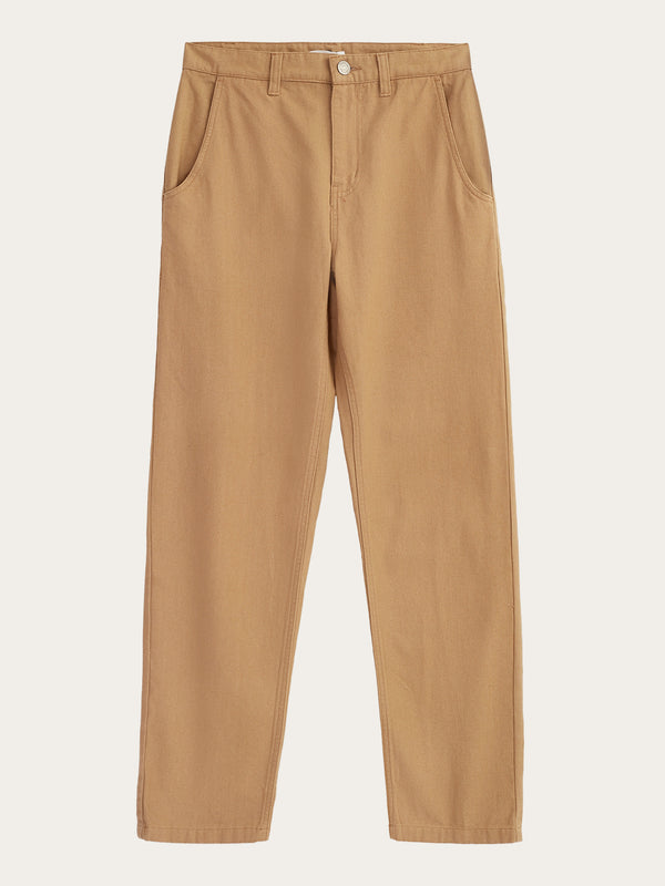 KnowledgeCotton Apparel - WMN CALLA tapered canvas pant Pants 1336 Kelp melange