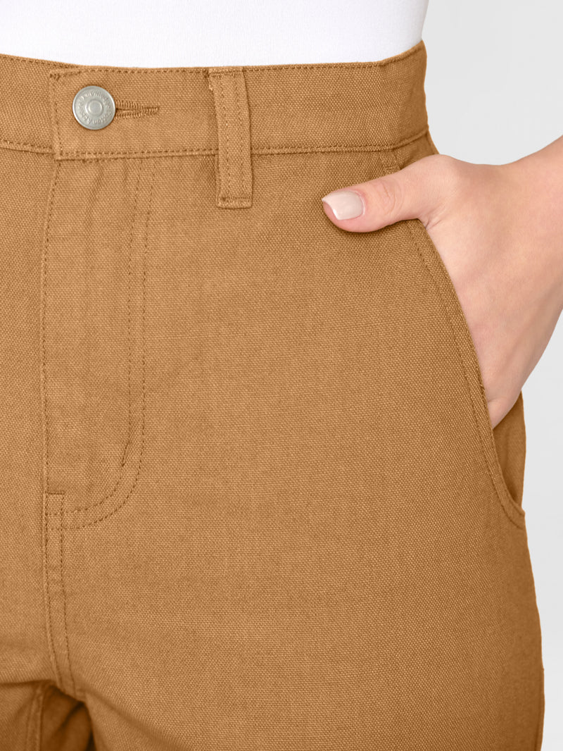 KnowledgeCotton Apparel - WMN CALLA tapered canvas pant Pants 1366 Brown Sugar