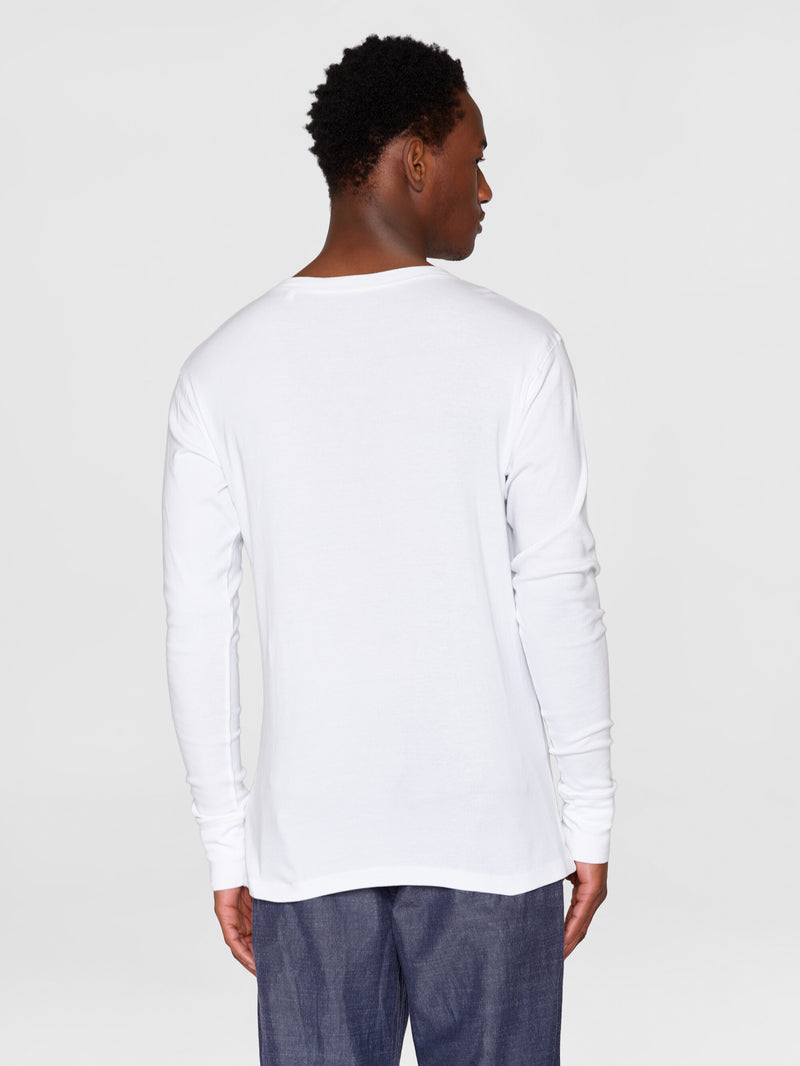 KnowledgeCotton Apparel - MEN CEDAR LS Henley Long Sleeves 1010 Bright White