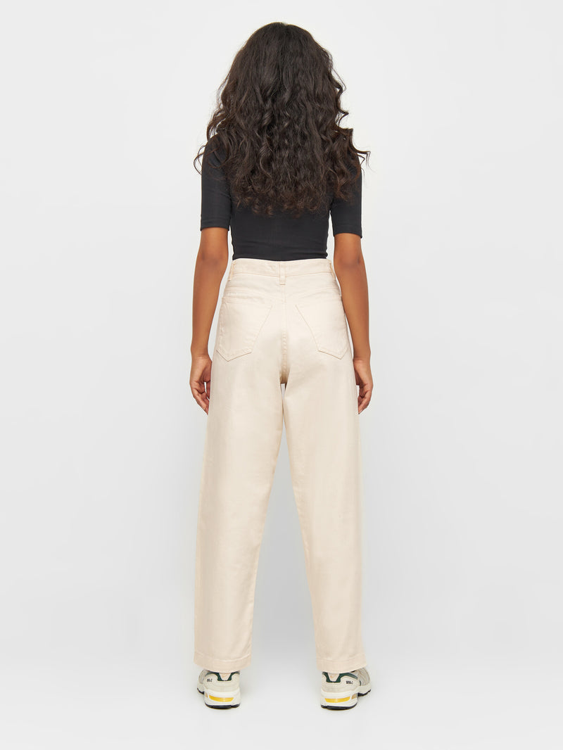 KnowledgeCotton Apparel - WMN CHLOE barrel high-rise twill 5-pocket pants Pants 1348 Buttercream